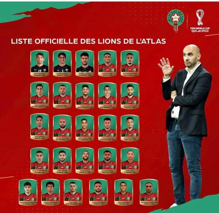 اللائحة النهائية للمنتخب الوطني التي ستخوض مباريات كأس العالم "قطر "2022