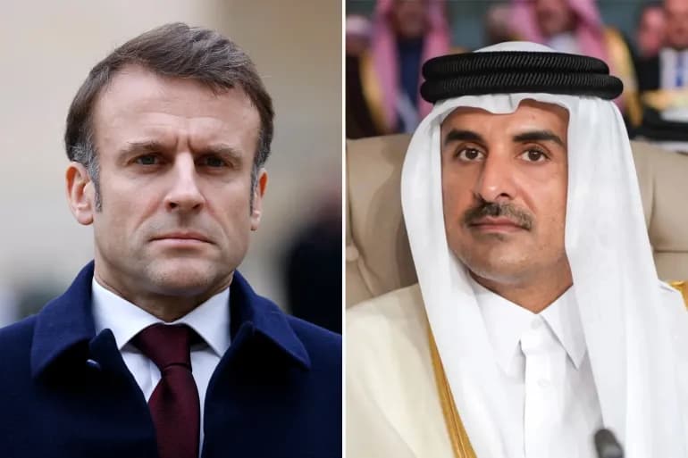 أمير قطر والرئيس الفرنسي يناقشان تطورات الوضع في غزة