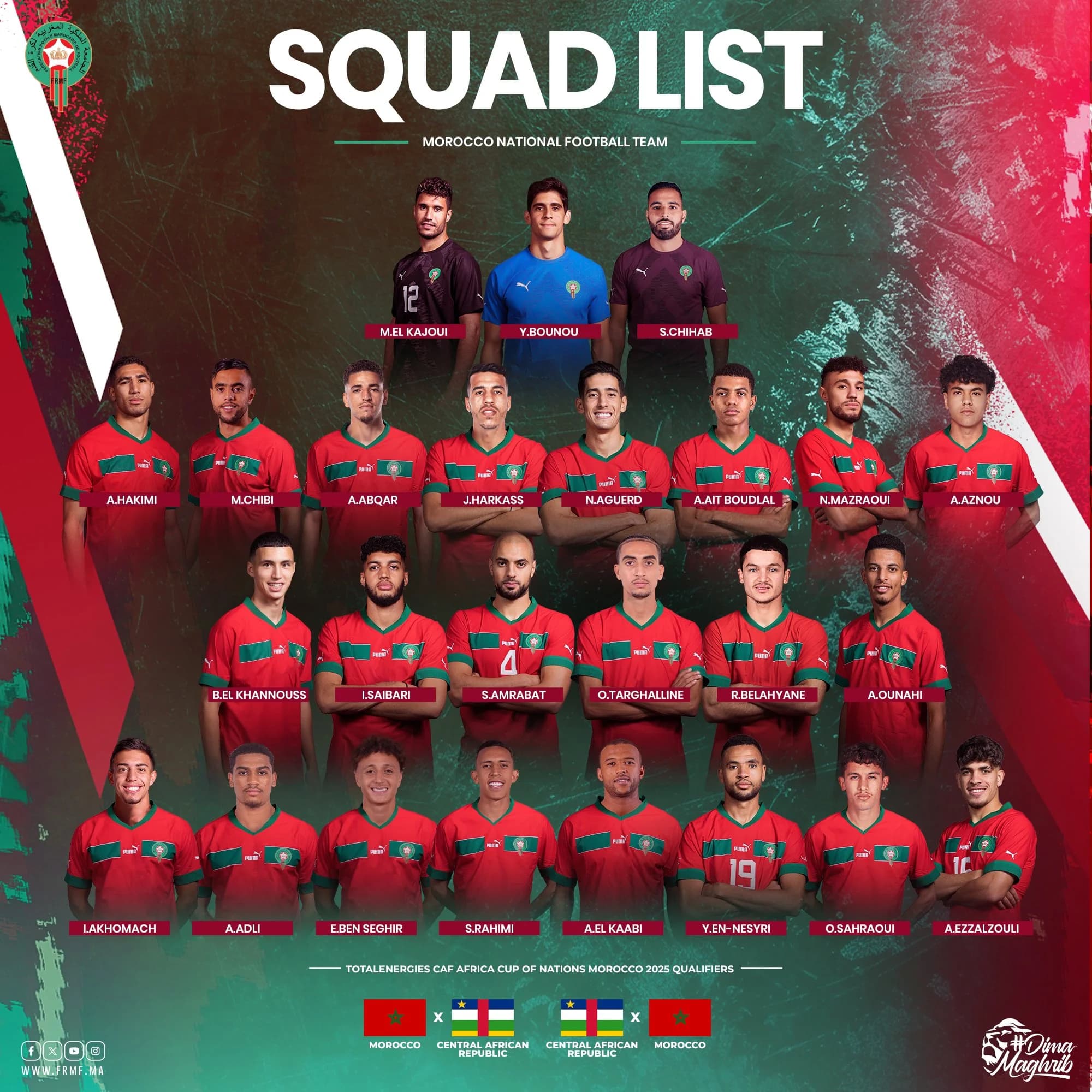 غياب حكيم زياش وإبراهيم دياز عن قائمة المنتخب المغربي لمواجهة إفريقيا الوسطى